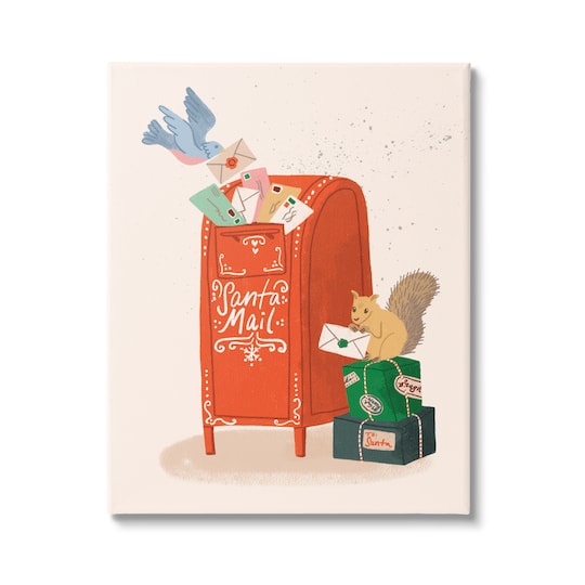 Stupell Industries Santa's Mail Postal Letters Animals Canvas Wall Art
